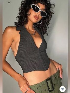Princess Polly Everest Black Pinstripe Vest Top